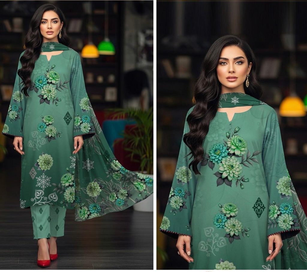 Olive Bloom | IBRAHIM LOOM 3 Pcs Ladies Suits