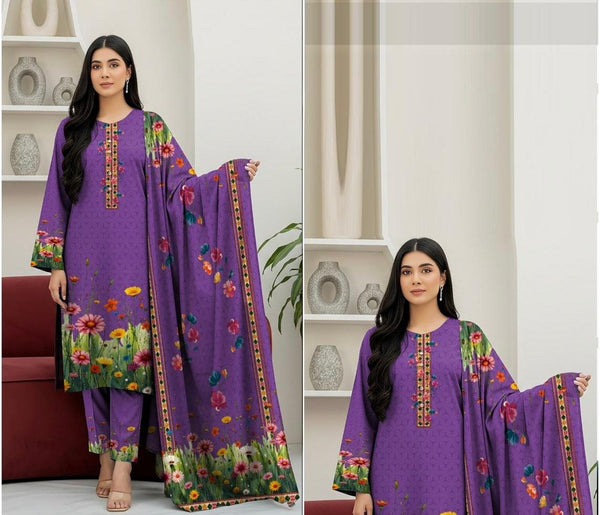 Lavender Blossom – 3 Piece Unstitched Suit ⭐ (Recommended)